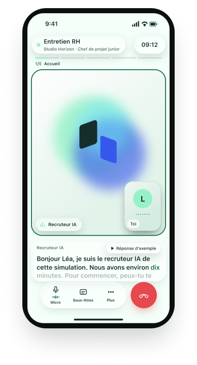 Hopali voice simulation with an AI recruiter